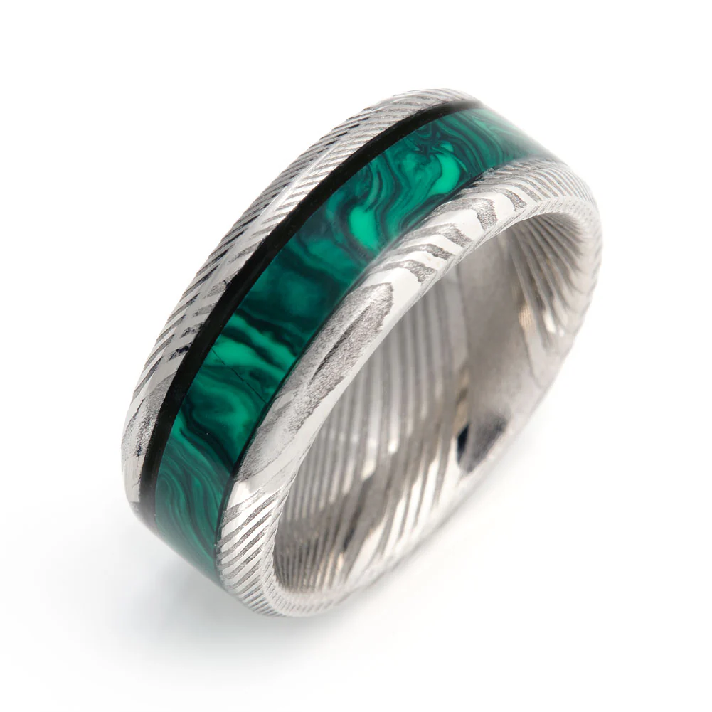 Artisan Damascus Stainless Steel Comfort Fit Inlay Ring Core - Image 3