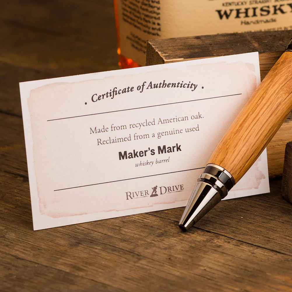 Makers Mark Whiskey Barrel Pen Blank w/ Authenticity Certificate - Image 2